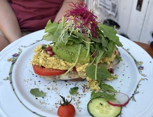Avo and tofu on toast  at Mama Carmen's in Mallorca
