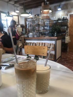 Iced lattes  at Mama Carmen's in Mallorca