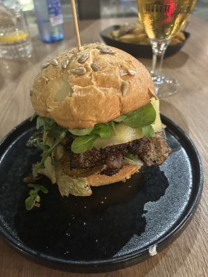 Vegano burger with vegan bread and seitan.   at Badal Corner in Mallorca