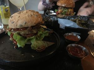 Vegan burger  at Badal Corner in Mallorca