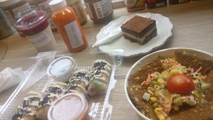 spring rolls, salad, Tiramisu at Food Expert in Zagreb