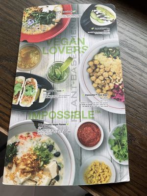 Jinya’s vegan menu  at JINYA Ramen Bar in Vancouver