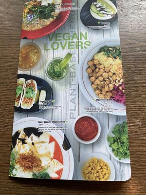 Vegan menu - on the cover of the regular one at JINYA Ramen Bar in Vancouver