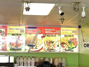 Prices for combo meals inside restaurant   at Pots N Woks in Whittier