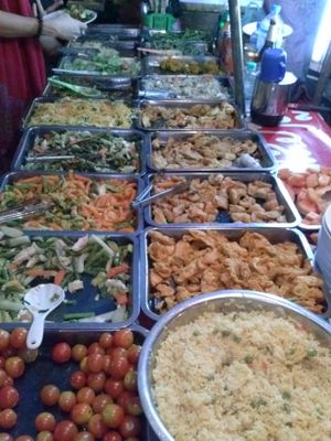 buffet at Hmong Night Market in Luang Prabang