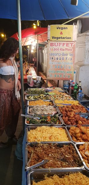 Vegan Buffet at Hmong Night Market in Luang Prabang