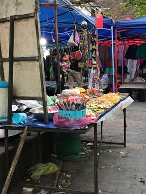 Buffet stand at Hmong Night Market in Luang Prabang