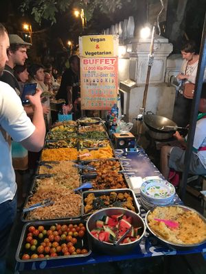 Buffet at Hmong Night Market in Luang Prabang