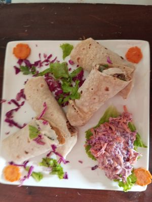 Southern fried chicken wraps at Vegan Casa in Patnem
