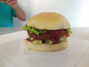 Vegan Gluten Free BBQ Meatloaf Burger  at Vegan Casa in Patnem
