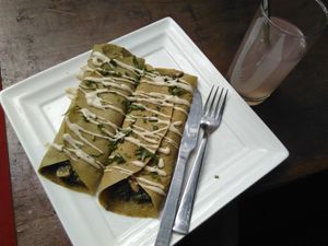fantastic spinach crepes with basil - just lovely! at Vegan Casa in Patnem