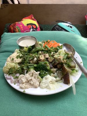 Really wonderful Buddha Bowl where you could have every single thing on offer including walnut pate, almond felt! Home made mayo, nori flakes......really great value x delicious at Vegan Casa in Patnem