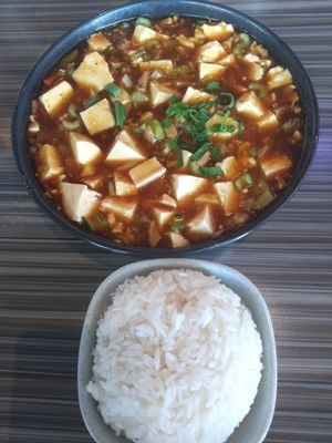 Mapo tofu and rice at Hongkies Kitchen in Northbridge