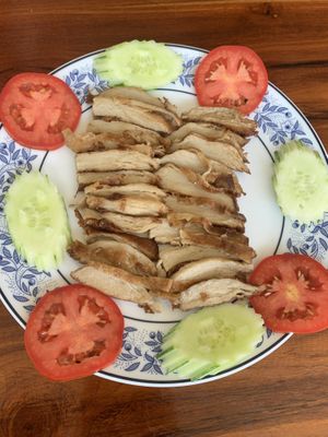 Proteína de soja frita  at Chew Xin Jai in Pai