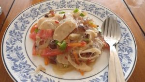 Glass noodle salad  at Chew Xin Jai in Pai