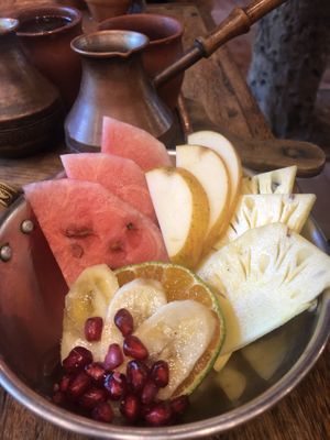 Fruit salad - part of breakfast combo  at True Thomas in Varkala