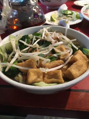 Vegan pho with tofu at The Boiling Bowl in Portland