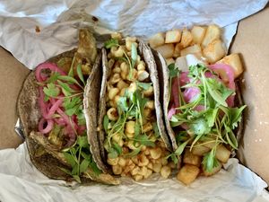 Avocado, Corn and Crispy Potato tacos at Nixtaco in Roseville
