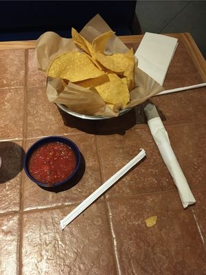 Vegan chips and salsa at On The Border in San Diego