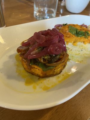We also tried this delicious squash stack.  Amazing!  at Trim 'n Healthy in Trim