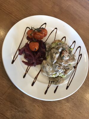 Smashed Avocado with added Creamy mushrooms on top. Was super good. at Trim 'n Healthy in Trim