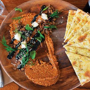 MUHAMMARA & BLACK TAHINI BOARD at Naim  in Paddington