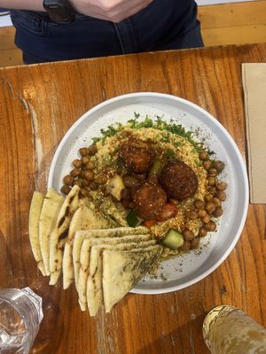 Hummus bowl with falafel  at Naim  in Paddington
