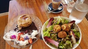 Mushroom croquettes + churro pancakes at Naim  in Paddington