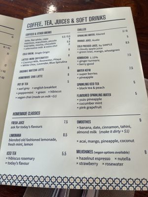 Drinks menu  at Naim  in Paddington