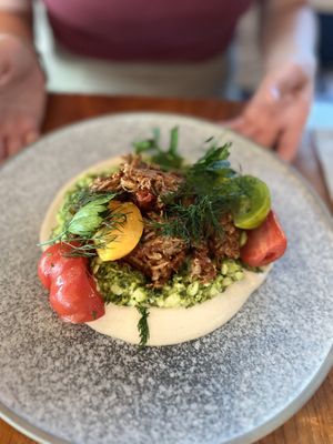 Fable mushrooms w orzo  at Naim  in Paddington