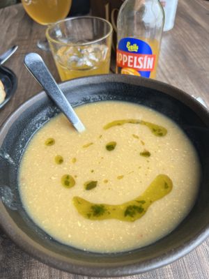 Vegan cauliflower soup  at The Soup Company in Vik