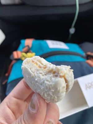 Baked coconut flakes and caramel flavor   at The Soup Company in Vik