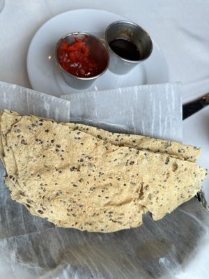 Crisps with vegan dips  at The Maharaja in Cambridge