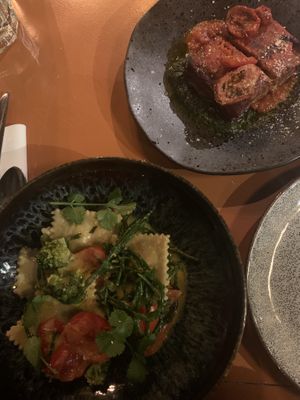 Melanzane (top) and Ravioli (bottom)  at The Meets Restaurant in Amsterdam