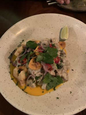 Mushroom and jackfruit ceviche  at The Meets Restaurant in Amsterdam