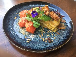 Plant based lasagne at The Meets Restaurant in Amsterdam