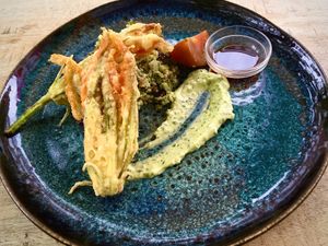 Zucchini flowers  at The Meets Restaurant in Amsterdam