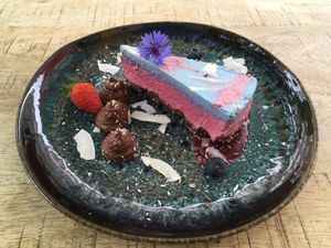 Raspberry tart  at The Meets Restaurant in Amsterdam