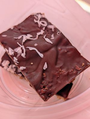 Chocolate coconut cashew bars at Raw Juice Bar in Bridgetown