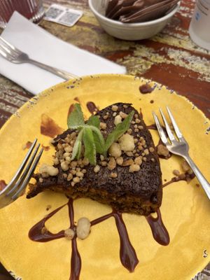 Warm vegan carrot cake yum  at Roots in San Pedro De Atacama