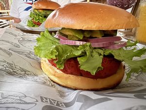 Veggie (vegan) Burger  at Roots in San Pedro De Atacama