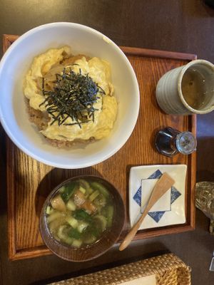 Katsu-Don / vegan crispy steak with yuba (soy pulp)  at Jinenya - Karuizawa Bypass in Nagano