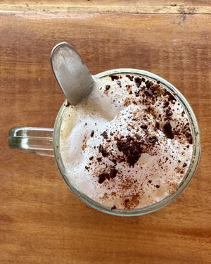 Cappuccino with coconut milk - 160Rs  at Body & Soul Health Kitchen in Arambol