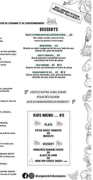 Menu at Organic Kitchen in Casablanca