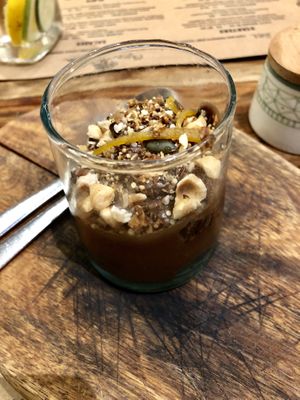 Vegan orange chocolate mousse dessert  at Organic Kitchen in Casablanca