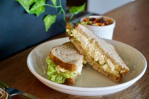 Vegg sandwich and salad at Pando Cafe in Kota Kinabalu