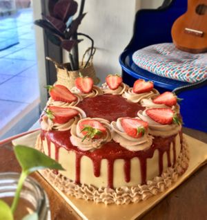 Vegan Strawberry Cake at Pando Cafe in Kota Kinabalu