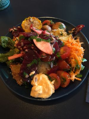 Tastes delicious. This is the small portion from the lunch buffet for 6,90€.  at Peacock Green Deli in Cologne