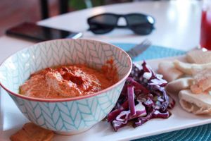 spread with pita bread at Restaurante Amaltea in Cordoba