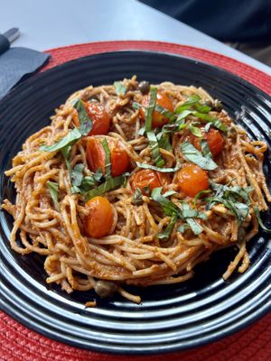 Fresh tomato sauce pasta  at Restaurante Amaltea in Cordoba